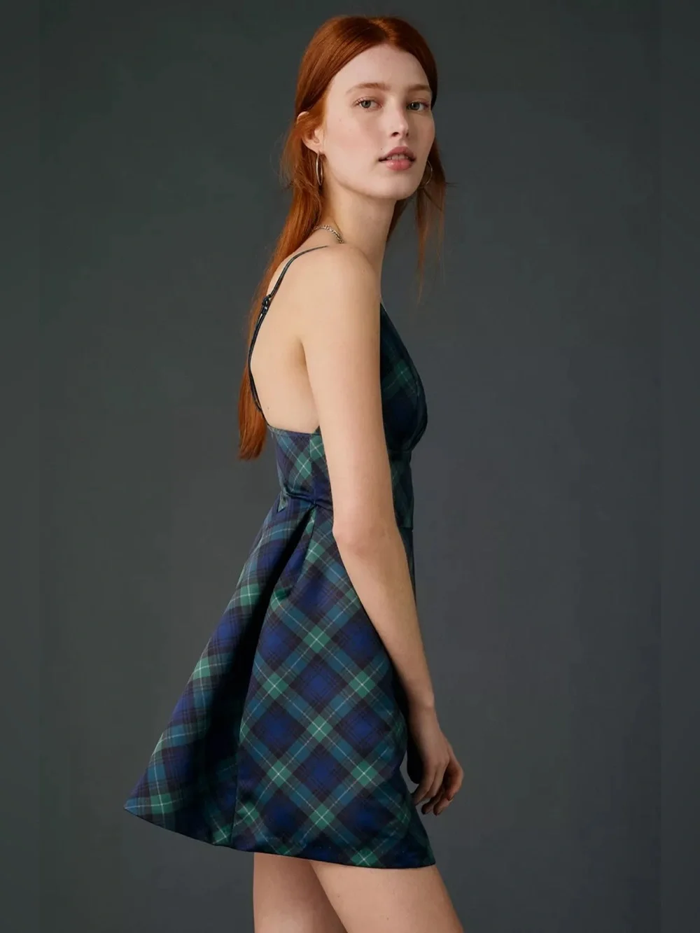 Urban Outfitters | Kimchi Blue Petit Fours Fit-And-Flare Satin Mini Dress Plaid
